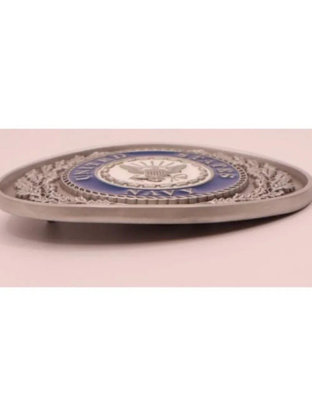 Navy Crest Pewter Enamel Belt Buckle | Unique Military Accessory for Men